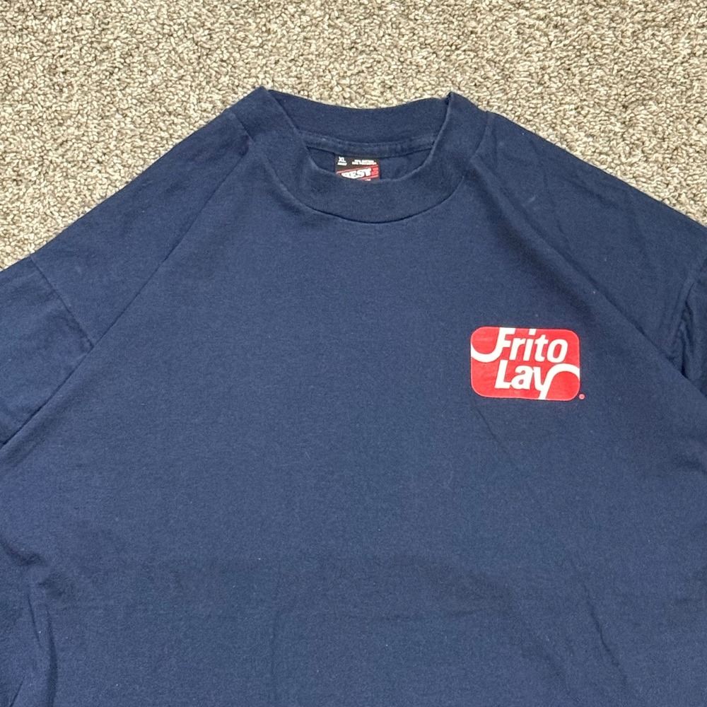 Vintage 90s Frito Lay T Shirt Mens XL Navy Blue Fruit of the‎ Loom Single Stitch